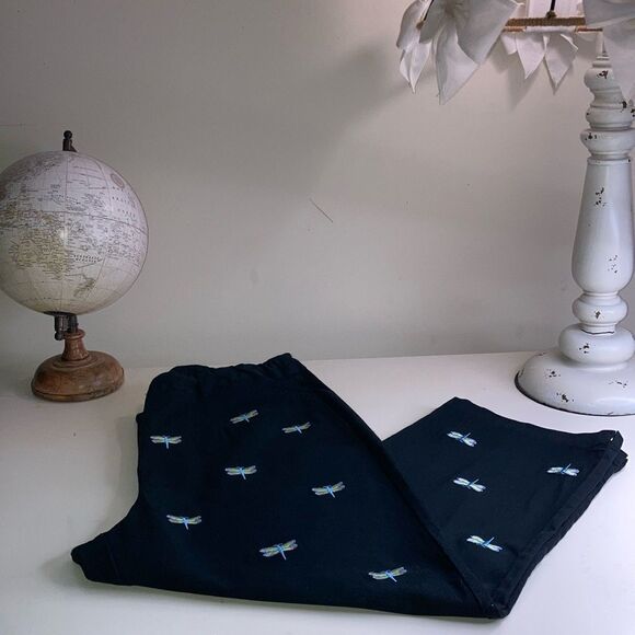 APPLESEED’S 12 Black Stretchy Crop Capri Pant w colorful Dragonflies - Picture 1 of 12